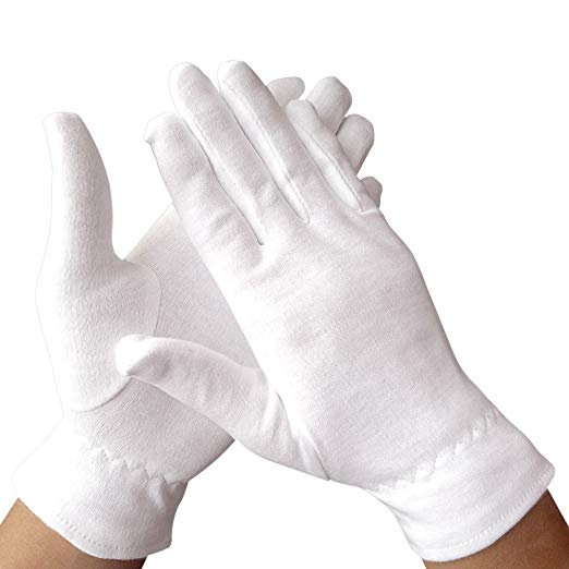 White 100% cotton interlock glove for eczema