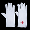 Embroidered Masonic Red Cross Gloves for Mason