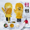 Yellow Pigskin Ski Gloves, Windproof & Warm for Outdoor Winter Sports