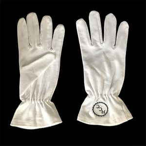 White Cotton Logo Embroidered Customization Glove
