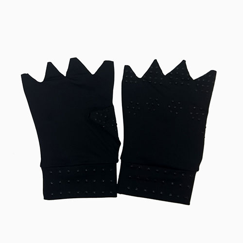 Black Fingerless Magnetic Dots Arthritis Compression Gloves