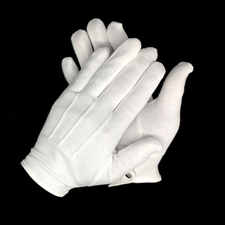 White Police Man Ceremony Gloves with Metal Snap