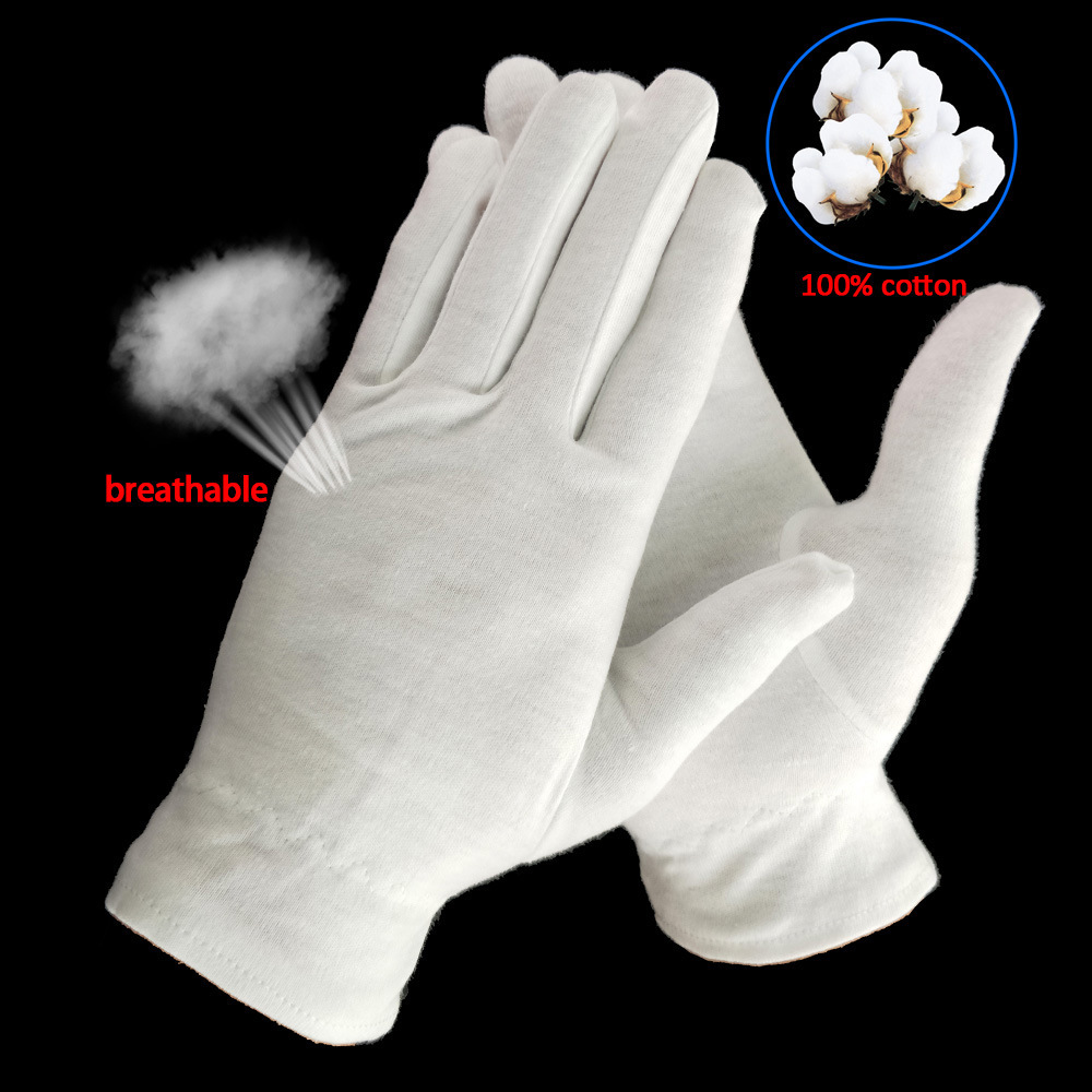 White cotton fourchette glove