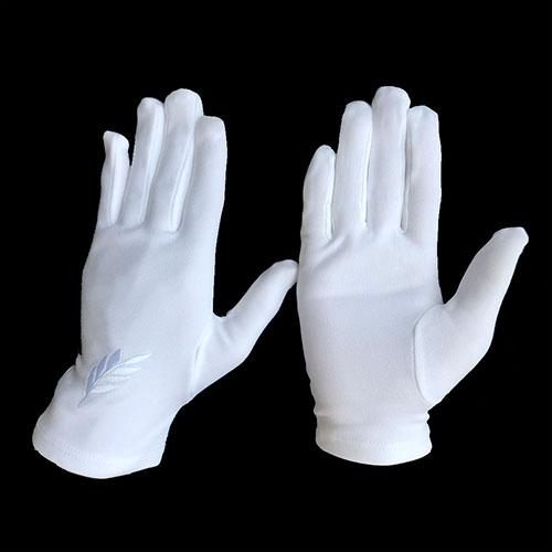 Olive Branch White Nylon Masonic Embroider Glove