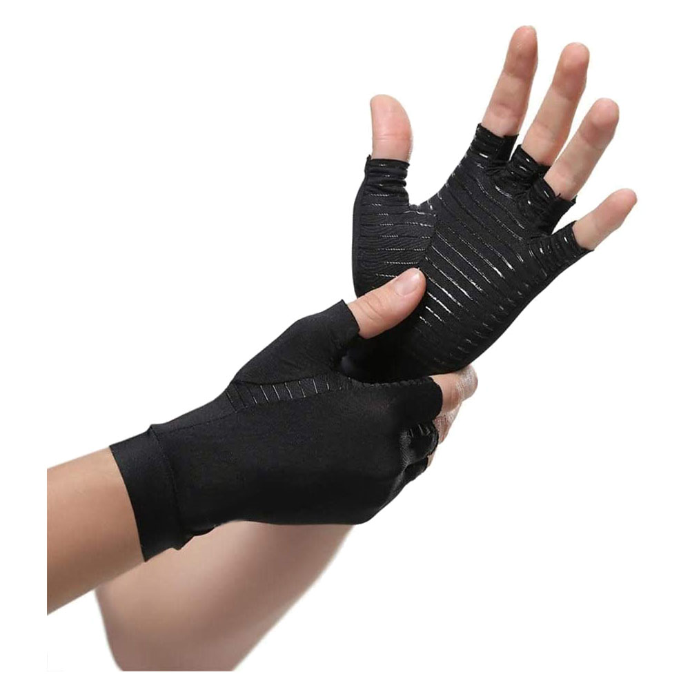 Black Copper Fiber Infused Compression Arthritis Gloves