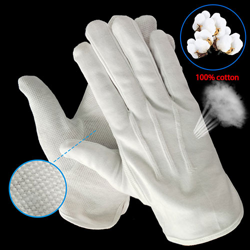 Anti Slip White Cotton Gloves for Funeral 