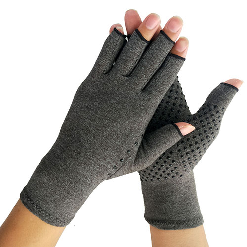 Fingerless Therapeutic Compression Gloves with Grips