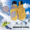 Yellow Pigskin Leather Snowboard Mittens, Waterproof & Windproof Winter Ski Gloves