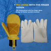 Yellow Pigskin Ski Gloves, Windproof & Warm for Outdoor Winter Sports
