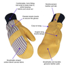 Yellow Pigskin Leather Snowboard Mittens, Waterproof & Windproof Winter Ski Gloves