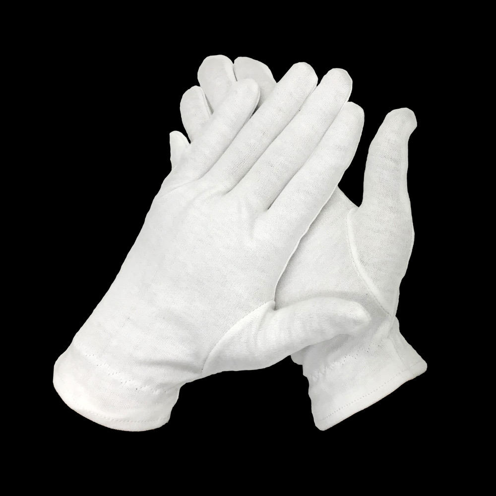 White Cotton Eczema Gloves with Elastic Wristband for Overnight Moisturizing Dry Hands Care