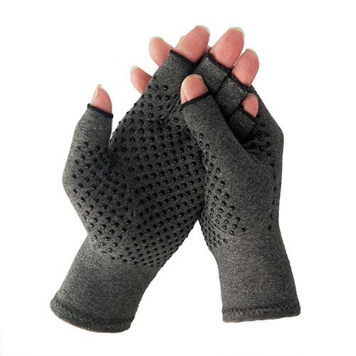 Grey Fingerless Protection Compression Arthritis Gloves