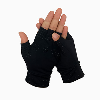 Black Fingerless Magnetic Dots Arthritis Compression Gloves