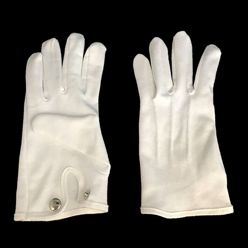 White Police Man Ceremony Gloves with Metal Snap