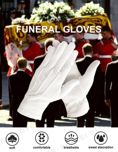 Customized Funeral Pallbearer White Cotton Gloves with Beaded Non-slip in Various Sizes