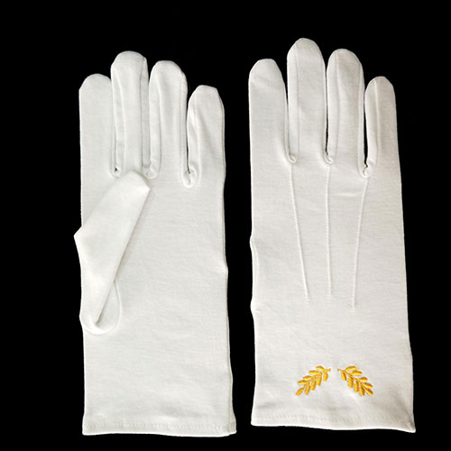 Olive Branch White Nylon Masonic Embroider Glove