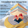 Yellow Pigskin Leather Snowboard Mittens, Waterproof & Windproof Winter Ski Gloves