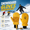 Yellow Pigskin Over-Mitten Ski Gloves Waterproof Warm Winter Leather Gloves for Snow Sports